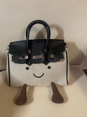 Birkin bag black cream buckle bag brand new